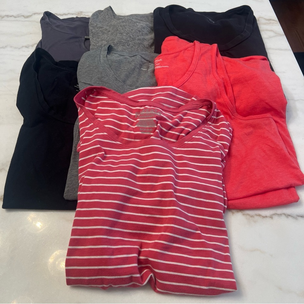 Lot Of 7 Maternity Short Sleeve Tank Top Size Small Everyday Wear Comfortable